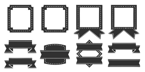 Collection of decorative frames and banners in black and white vector illustration design set