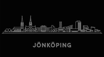 Jonkoping with Sweden Skyline Outline Vector.