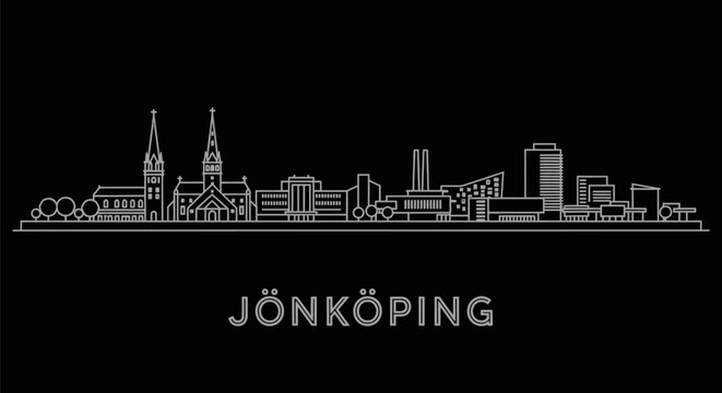 Jonkoping with Sweden Skyline Outline Vector.
