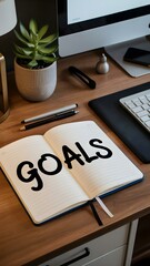 Open Notebook with Goals - Inspiring Workspace