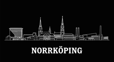 Naklejka premium Norrkoping Skyline Sweden Outline Black.