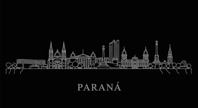 Paran Skyline Silhouette with Brazil, and minimal design.