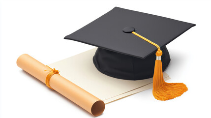 A Mortarboard Cap and Diploma, Symbols of Academic Achievement
