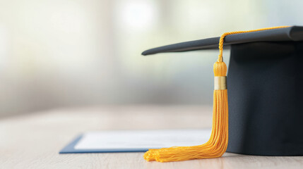 Graduation cap and diploma. Success and education concept.