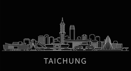 Naklejka premium Taichung Skyline with Taiwan City Outline.