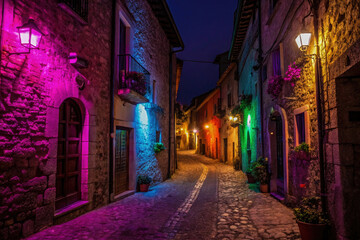 Fototapeta premium Mardi Gras celebration lighting up a beautifully decorated street