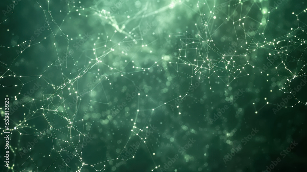 Poster digital abstract background with glowing connections and network of lines, creating sense of depth a