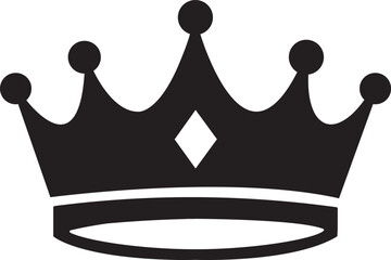 Black Crown Silhouette Icon &ndash; Royal King or Queen Symbol on White Background