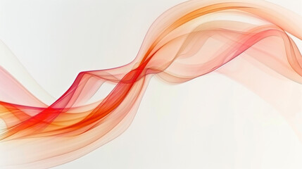 Colorful smoke trail forming elegant abstract swirl, showcasing vibrant hues of red and orange against soft white background, creating sense of fluidity and motion