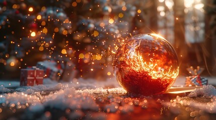 A beautiful Sparkling Christmas Ornament set in a Winter Wonderland, creating holiday cheer