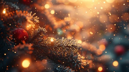 A beautiful Magical Christmas Tree adorned with glowing Lights and exquisite Ornaments