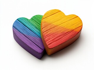 Two colorful hearts representing love, diversity, and inclusion, with each heart displaying the vibrant colors of the rainbow