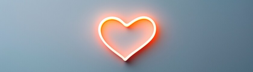 A glowing neon heart illuminated against a soft background, symbol of love, romance, and affection. This image is ideal for conveying feelings, emotions, and sentiments