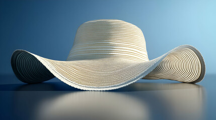 Elegant 3D Render of a Wide-Brimmed Straw Hat