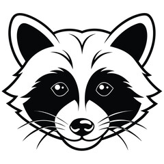 Isolated illustrates a stylized raccoon face with distinctive black and white markings