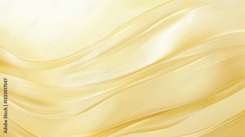 Poster minimalistic abstract backdrop with smooth curving lines in soft yellow tones, creating serene and e