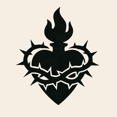 A vector illustration of a devil heart with wings and a crown, a tribal flame logo design or tattoo symbol