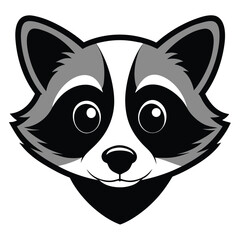 head of raccoon showing its face with black and grey colors