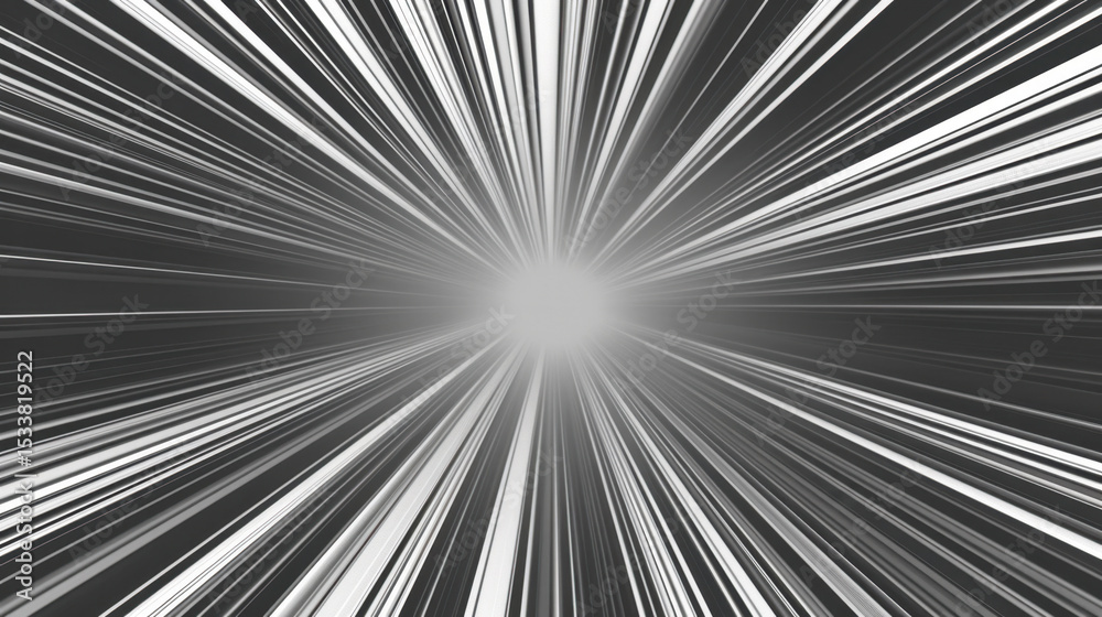 Poster abstract burst of light rays radiating from central point, creating dynamic and energetic visual eff