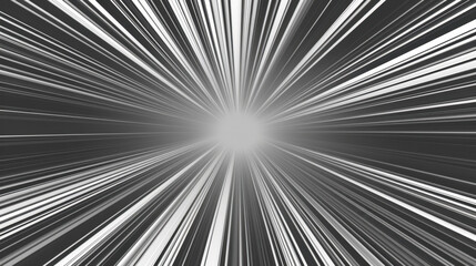 Fototapeta premium Abstract burst of light rays radiating from central point, creating dynamic and energetic visual effect. monochromatic tones enhance dramatic impact of design