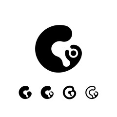 Logo Letter G, trendy modern alphabet font, set of five different letter for your brand name design, vector illustration 10 EPS