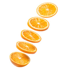 Fototapeta premium Juicy, fresh orange slices isolated on white for a healthy citrus diet