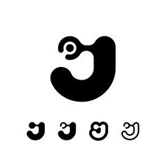 Logo Letter J, trendy modern alphabet font, set of five different letter j for your brand name design, vector illustration 10 EPS