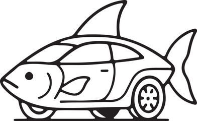 futuristic sports car with a design resembling a koi fish, has transparent fins