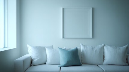 Modern Minimalist Living Room with White Sofa and Frame