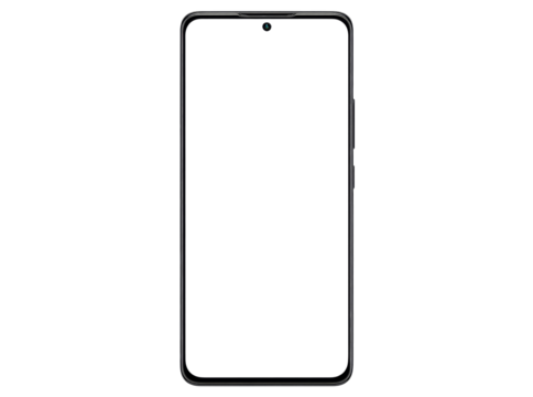 Modern smartphone outline black background mobile technology device, Isolated On Transparent Background