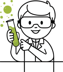 Cartoon Scientist with Test Tube - Science Icon Illustration
