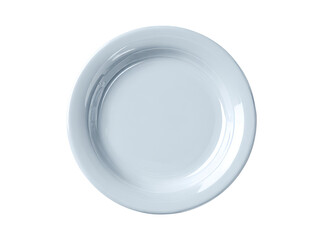 Elegant light blue porcelain plate empty dinnerware, Isolated On Transparent Background