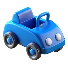 Bright blue cartoon toy car illustration isolated on white background perfect for childish designs