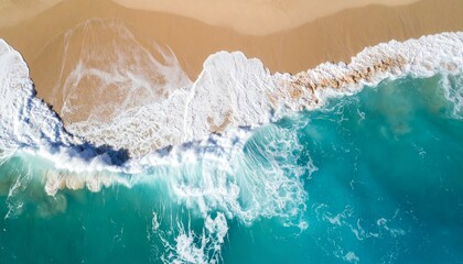  vista aérea minimalista de una ola azul rompiendo en una playa de arena