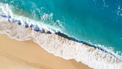  vista aérea minimalista de una ola azul rompiendo en una playa de arena