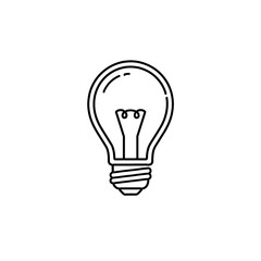 Flat Line Icon of Lightbulb &mdash; Innovation and Idea Symbol