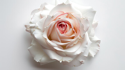 Fototapeta premium White Rose with Pink Tips → On White