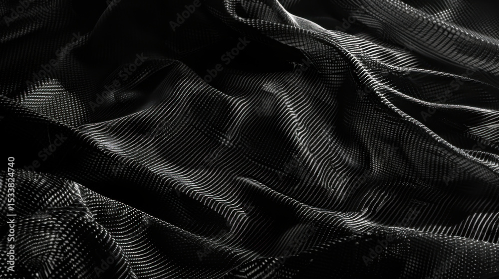 Poster close up view of textured fabric showcasing intricate patterns and folds, creating sense of depth an