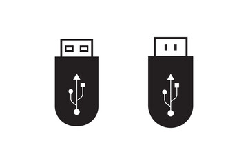 USB icon. USB icon isolated on white background. Flash disk sign and symbol.