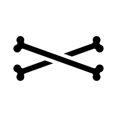 Flat crossbones icon on white background for warning or pirate theme design