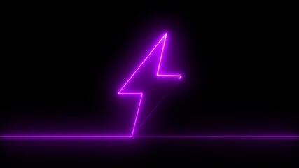 Neon glowing battery charging icon animation. Abstract neon bolt icon with circle on black background Glowing neon battery icon. - Powered by Adobe