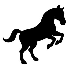 Fototapeta premium Rearing Horse Silhouette Stencil Vector