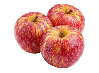 Three red and yellow striped apples isolated on black background, Isolated On Transparent Background