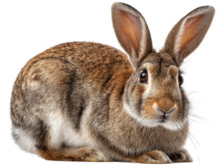 Fototapeta premium Brown Hare Sitting Isolated on White Background