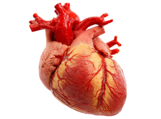 Human heart anatomy detailed model blood vessels, Isolated On Transparent Background