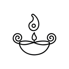 Elegant line art diwali diya oil lamp festive design