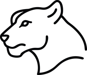 One bold black outline presents the fierce side profile of a lioness head