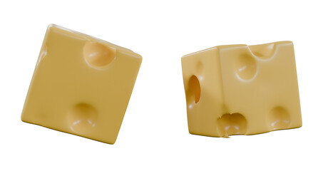 cheese cubes isolated on white