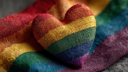 Colorful Rainbow Heart Fabric Highlighting Pride and Diversity