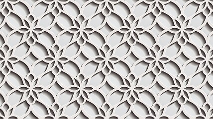 White decorative floral seamless pattern with embossed paper texture
